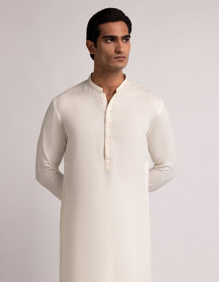 Blended Cream Shalwar Kameez  - J. Junaid Jamshed