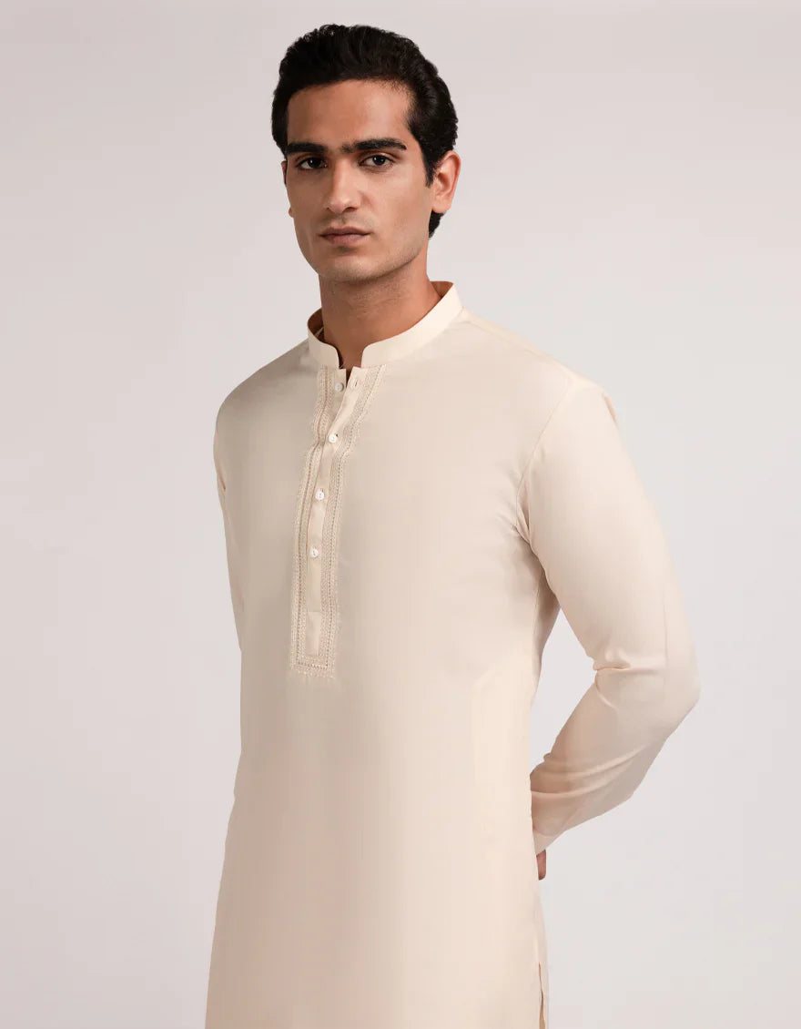 Blended Fawn Kurta Trouser - J. Junaid Jamshed