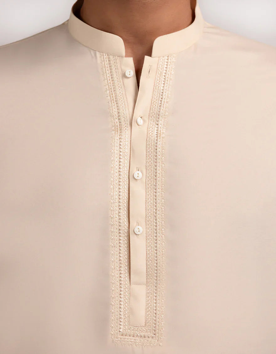 Blended Fawn Kurta Trouser - J. Junaid Jamshed