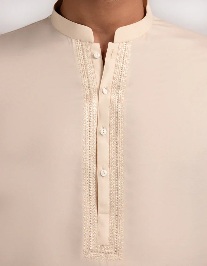 Blended Fawn Kurta Trouser - J. Junaid Jamshed