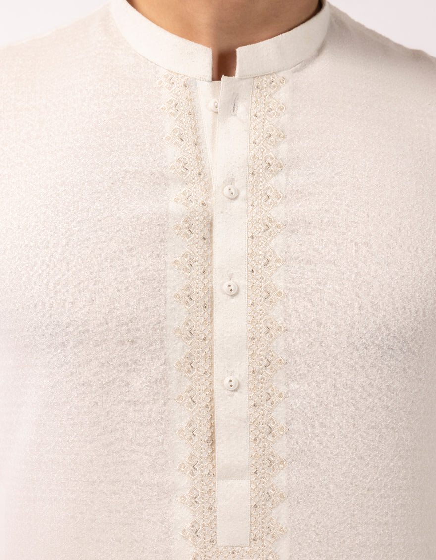 Blended Off White Shalwar Kameez - J. Junaid Jamshed