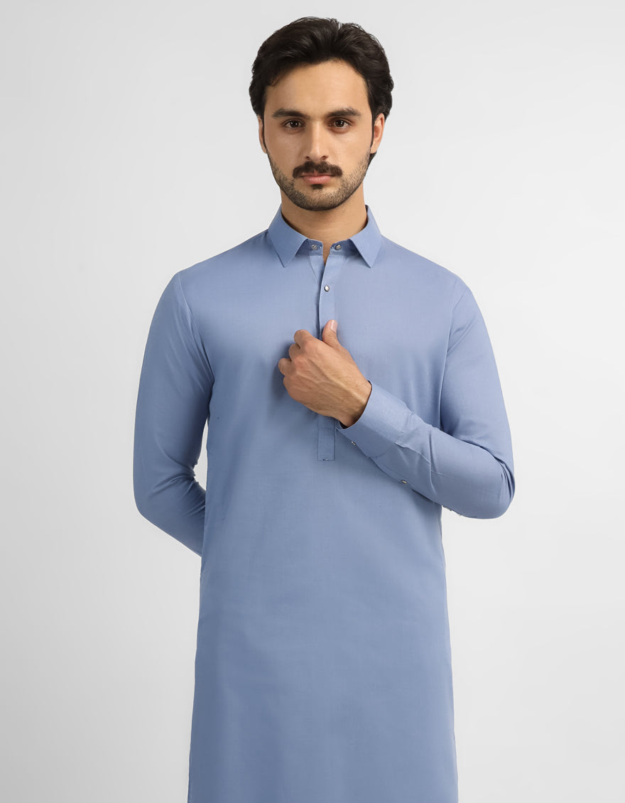 Blended Blue Shalwar Kameez - J. Junaid Jamshed