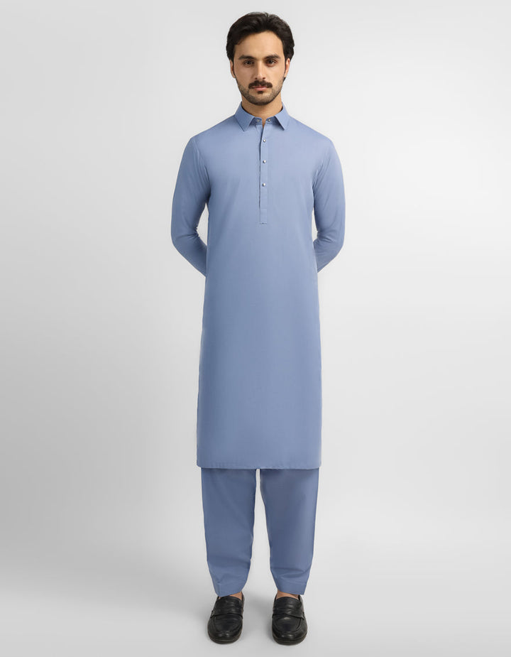 Blended Blue Shalwar Kameez - J. Junaid Jamshed