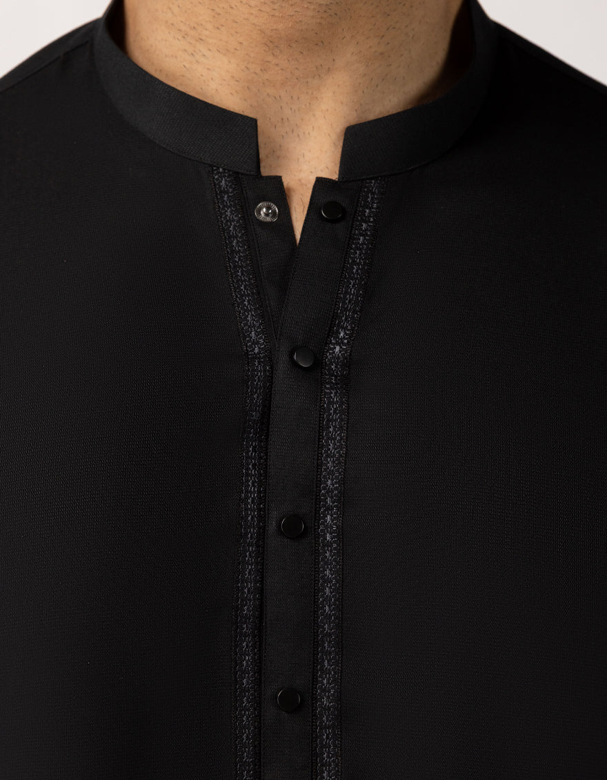 Blended Black Shalwar Kameez  - J. Junaid Jamshed