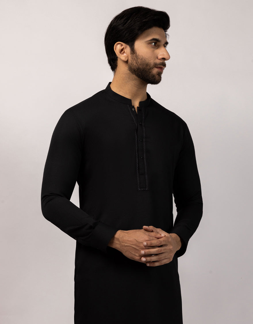 Blended Black Shalwar Kameez  - J. Junaid Jamshed