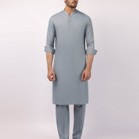 Blended Azure Blue Kurta Trouser - J. Junaid Jamshed
