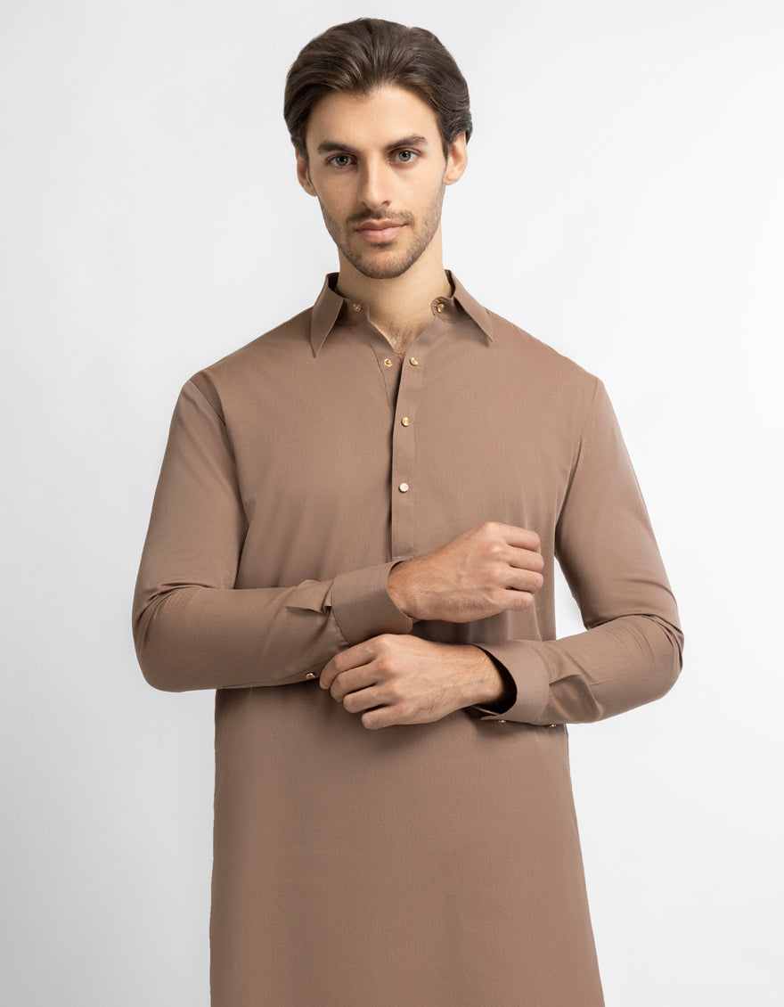 Blended Brown Shalwar Kameez - J. Junaid Jamshed