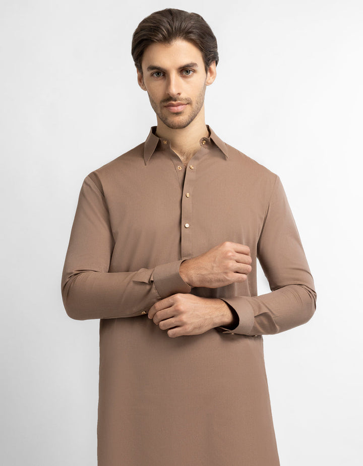 Blended Brown Shalwar Kameez - J. Junaid Jamshed