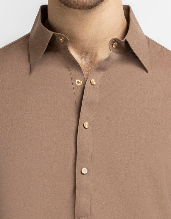 Blended Brown Shalwar Kameez - J. Junaid Jamshed