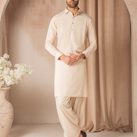 Blended Cream Shalwar Kameez - J. Junaid Jamshed
