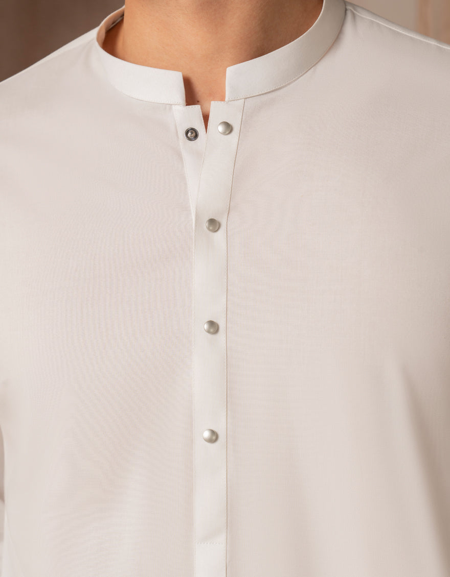 Blended White Shalwar Kameez - J. Junaid Jamshed