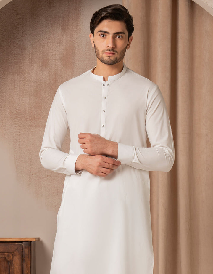 Blended White Shalwar Kameez - J. Junaid Jamshed