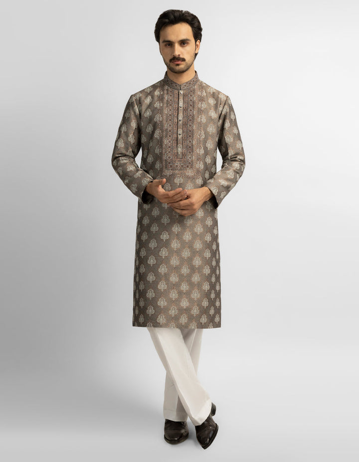 Polyester Silver Special Kurta - J. Junaid Jamshed