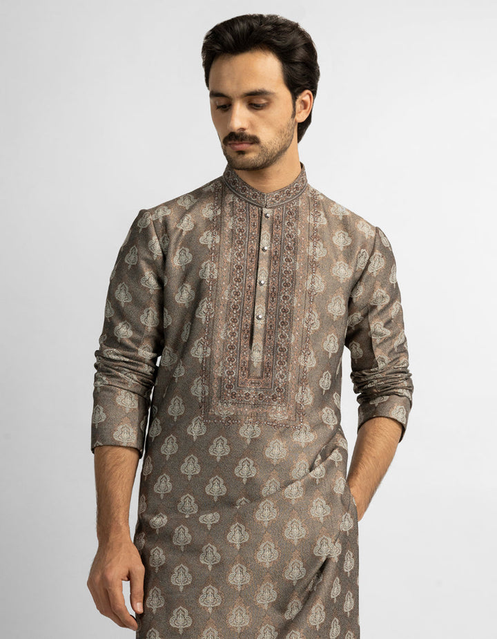 Polyester Silver Special Kurta - J. Junaid Jamshed