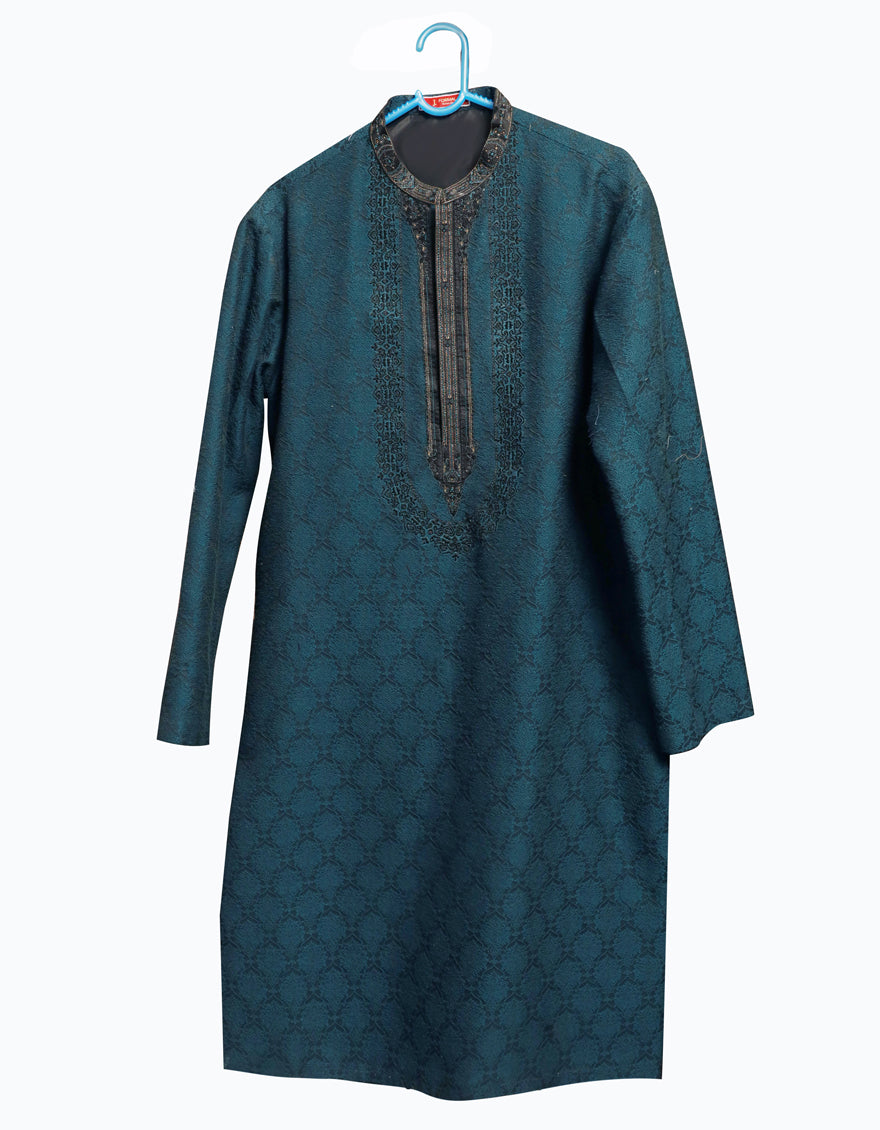 Blended Teal Blue Special Kurta - J. Junaid Jamshed