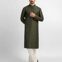 Polyester Green Special Kurta - J. Junaid Jamshed