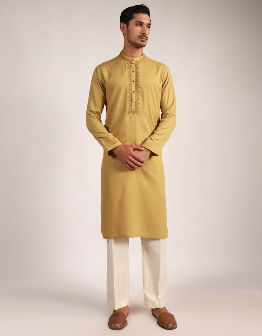 Blended Mustard Special Kurta - J. Junaid Jamshed