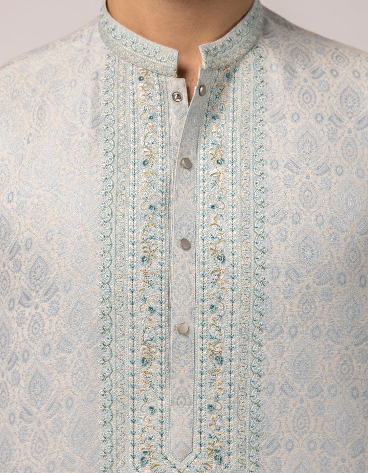 Blended Ice Blue Special Kurta - J. Junaid Jamshed