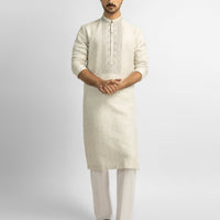 Polyester Cream Special Kurta - J. Junaid Jamshed