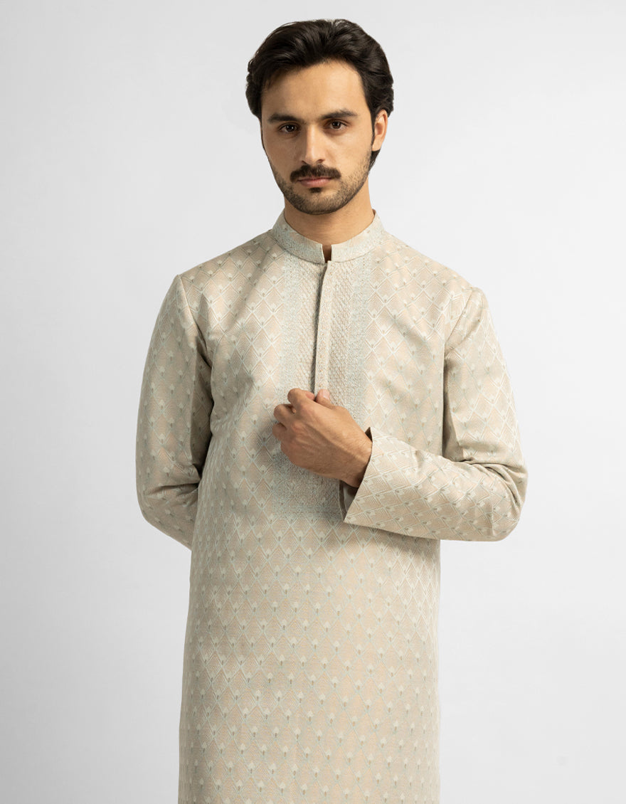 Polyester Light Jade Special Kurta - J. Junaid Jamshed