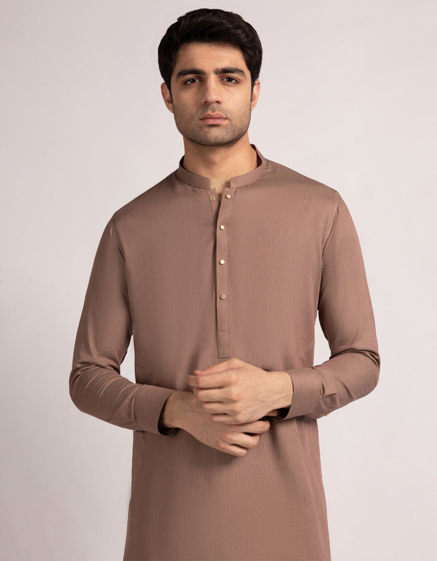 Cotton Red Brown Kurta Trouser- J. Junaid Jamshed