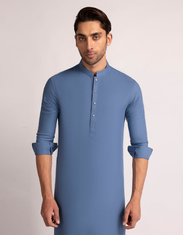 Blended Blue Shalwar Kameez - J. Junaid Jamshed