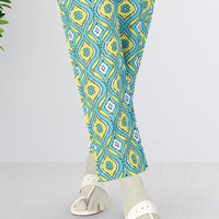 Lawn Turquoise Trousers - J. Junaid Jamshed
