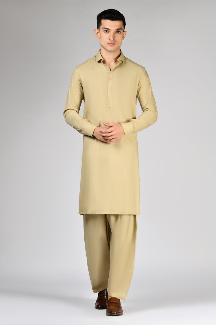 Blended Brown Unstitched Suit - J. Junaid Jamshed