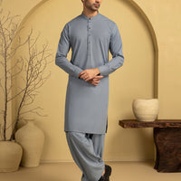 Blended Grey Unstitched Suit - J. Junaid Jamshed