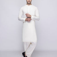 Blended Off White Unstitched Suit - J. Junaid Jamshed