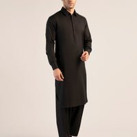 Blended Black Unstitched Suit - J. Junaid Jamshed