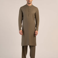 Blended Army Green Unstitched Suit - J. Junaid Jamshed