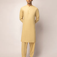 Polyester Pastel Yellow Unstitched Suit - J. Junaid Jamshed
