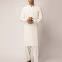Blended White Unstitched Suit - J. Junaid Jamshed