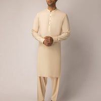 Blended Fawn Unstitched Suit - J. Junaid Jamshed