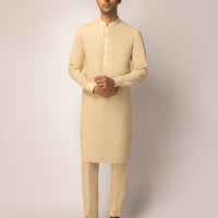 Polyester Fawn Unstitched Suit - J. Junaid Jamshed