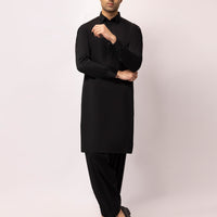 Cotton Black Unstitched Suit - J. Junaid Jamshed