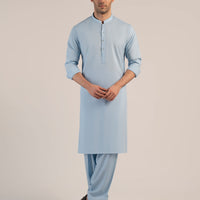 Blended Sky Blue Unstitched Suit - J. Junaid Jamshed