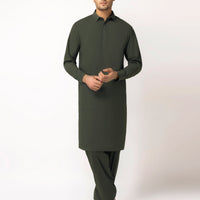 Cotton Dull Green Unstitched Suit - J. Junaid Jamshed