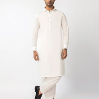Blended White Unstitched Suit - J. Junaid Jamshed