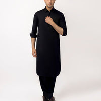 Blended Black Unstitched Suit - J. Junaid Jamshed