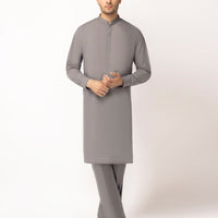 Blended Grey Unstitched Suit - J. Junaid Jamshed
