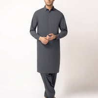 Cotton Dark Grey Unstitched Suit - J. Junaid Jamshed