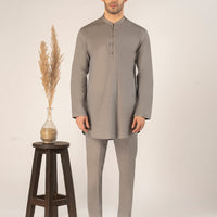 Cotton Stone Grey Short Kurta - J. Junaid Jamshed