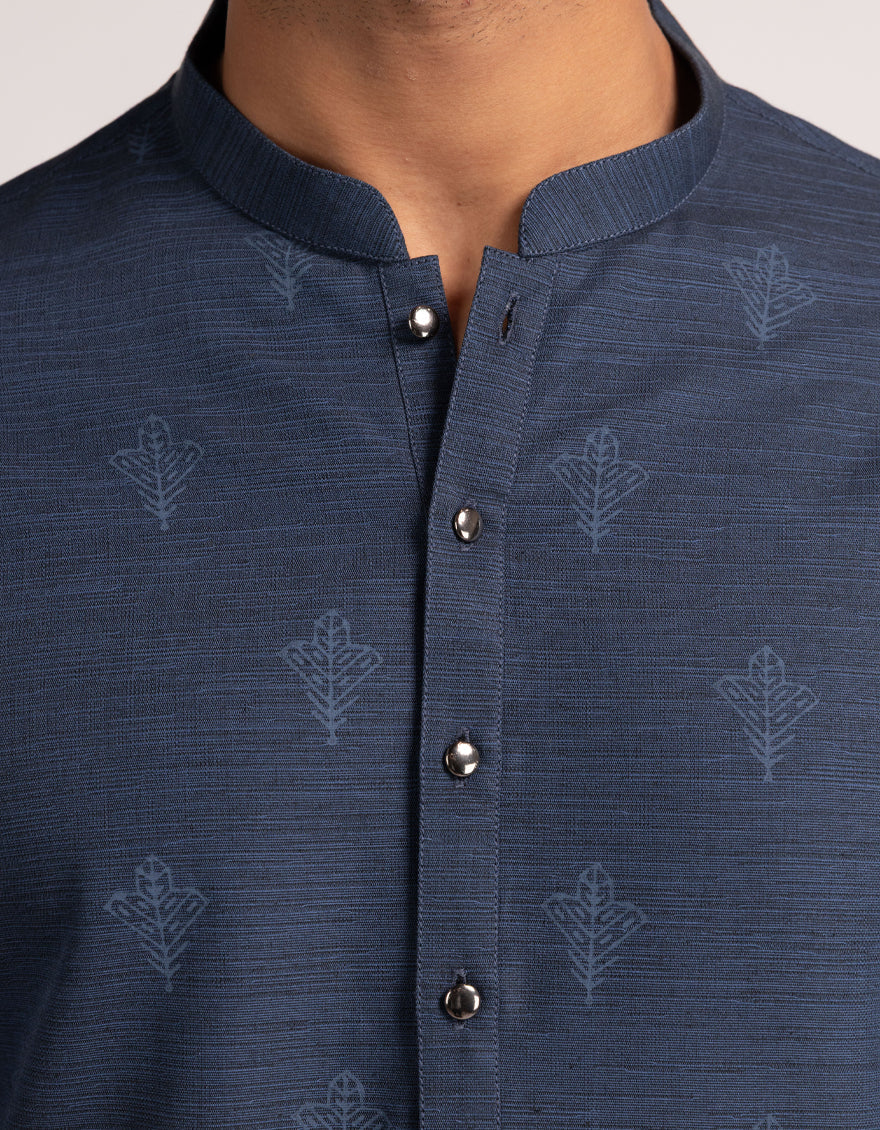 Cotton Blue Kurta Trouser - J. Junaid Jamshed