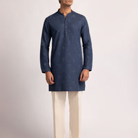 Cotton Blue Kurta Trouser - J. Junaid Jamshed