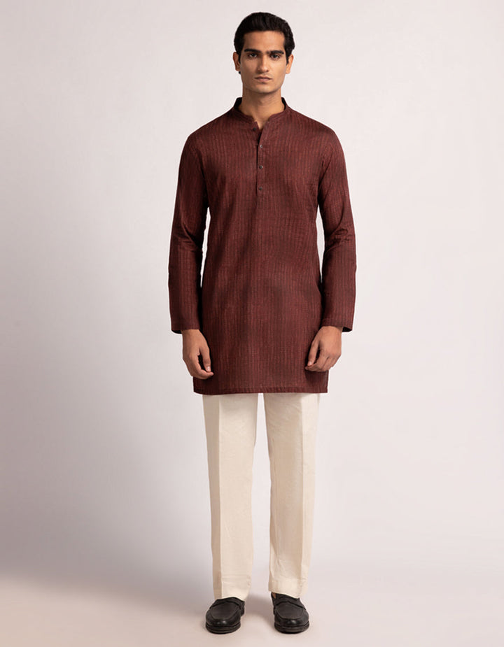 Cotton Black Red Kurta - J. Junaid Jamshed