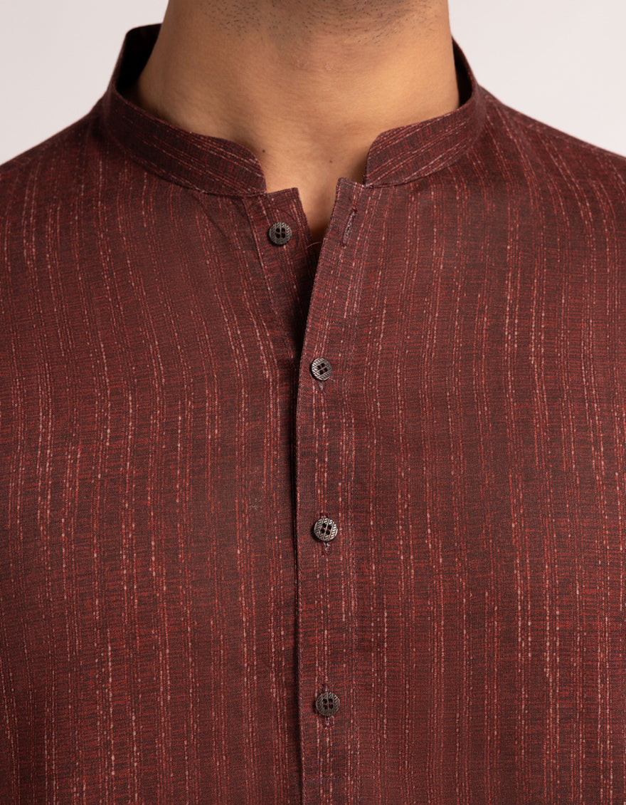 Cotton Black Red Kurta - J. Junaid Jamshed