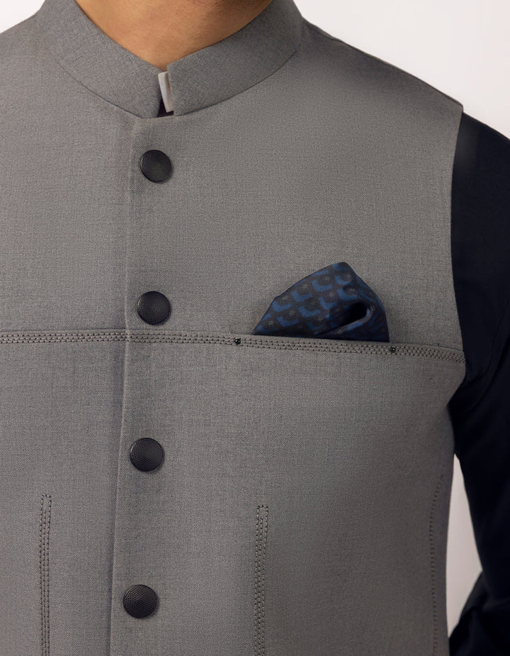 Suiting Grey Waist Coat - J. Junaid Jamshed