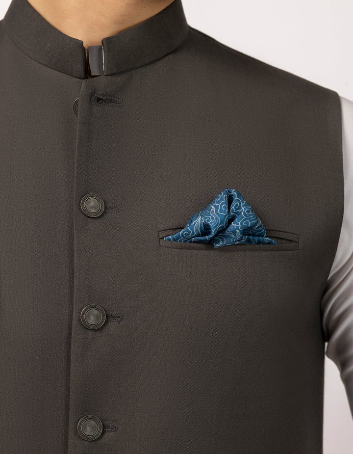 Suiting Dark Grey Waist Coat - J. Junaid Jamshed